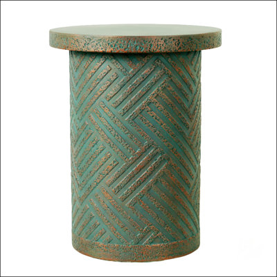 Cement Outdoor End Tables For Patio, Garden Accent Table, Modern Small Round Side Table For Indoor And Outdoor Use