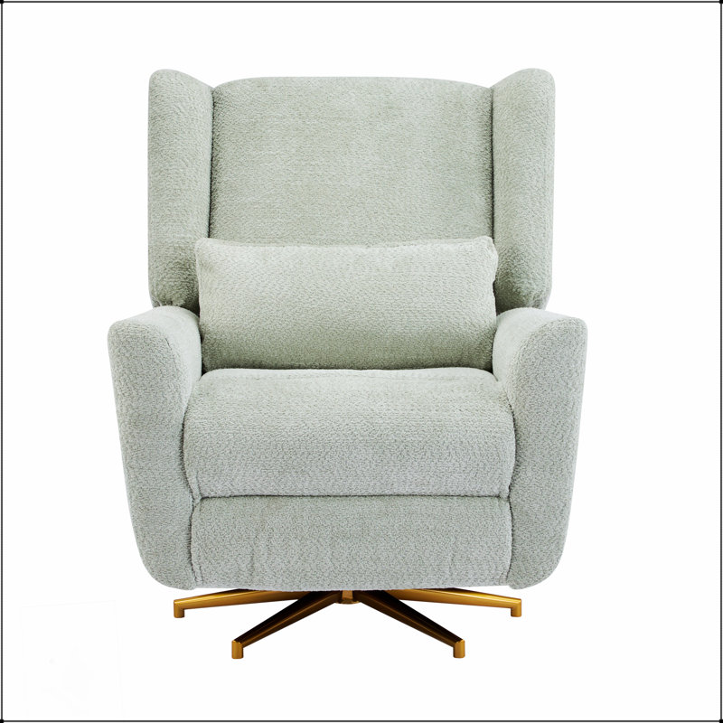 Power Recliner Chair Swivel, Boucle Upholstered 360° Swivel Recliner With Gold 5-Star Base For Ultimate Comfort And Style