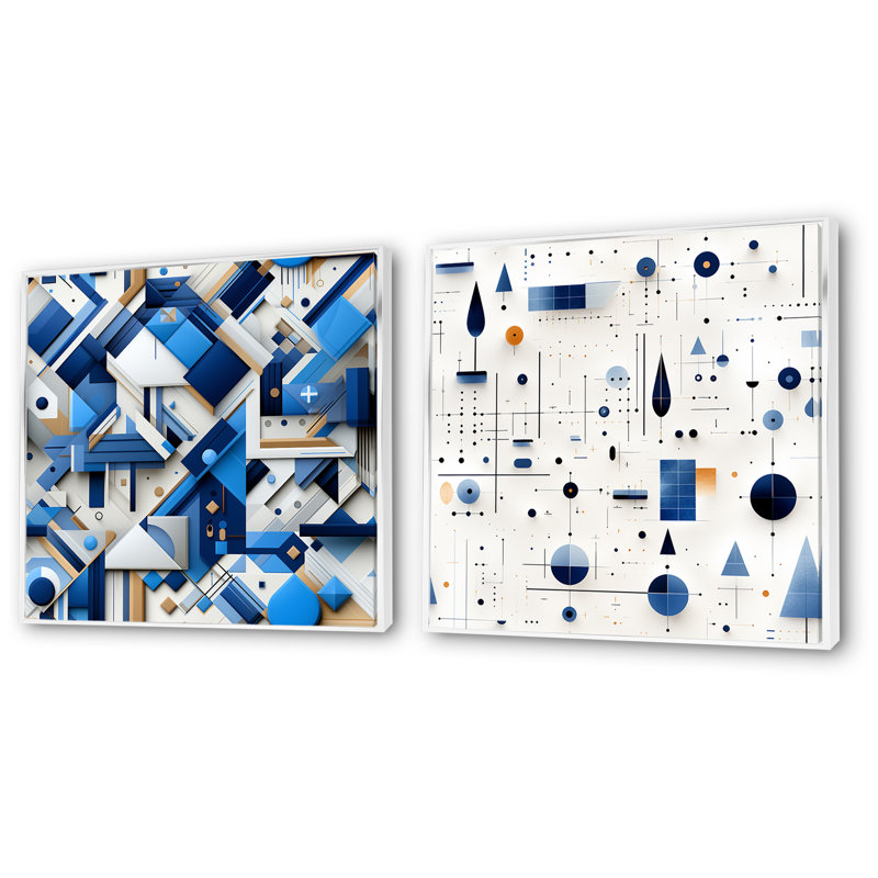 Ensemble de salon Cozma - Abstract Shapes, Cadre blanc, H 36 po x l 73 po x P 1,5 po