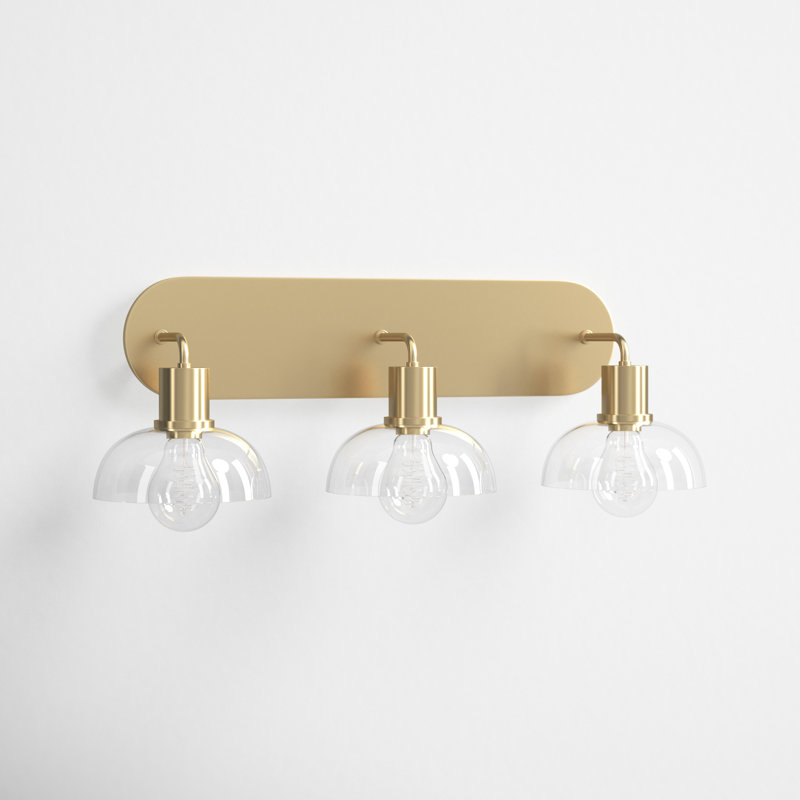 Calix 3 Light Frosted Dimmable Vanity Light, Aged Brass