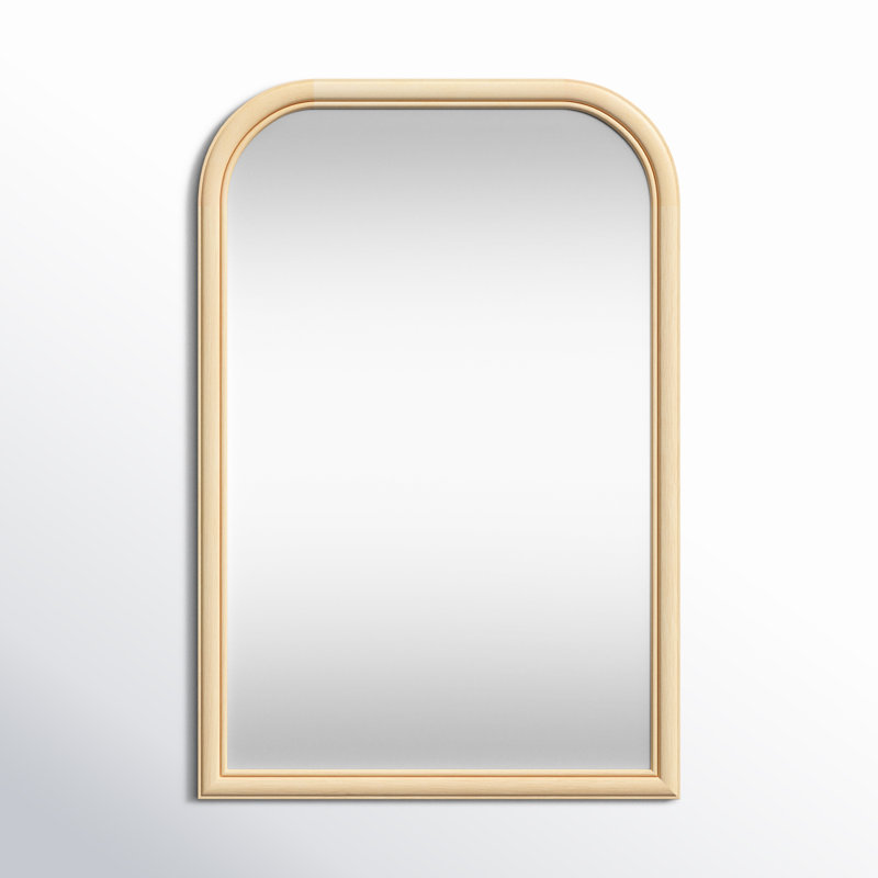 Natural Arched Wooden Wall Mirror 36" x 24"