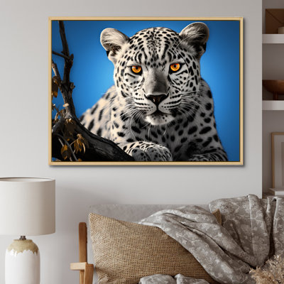Portrait d'un léopard bleu sur toile