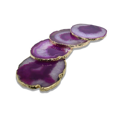 Agate Coaster with Gold Edge