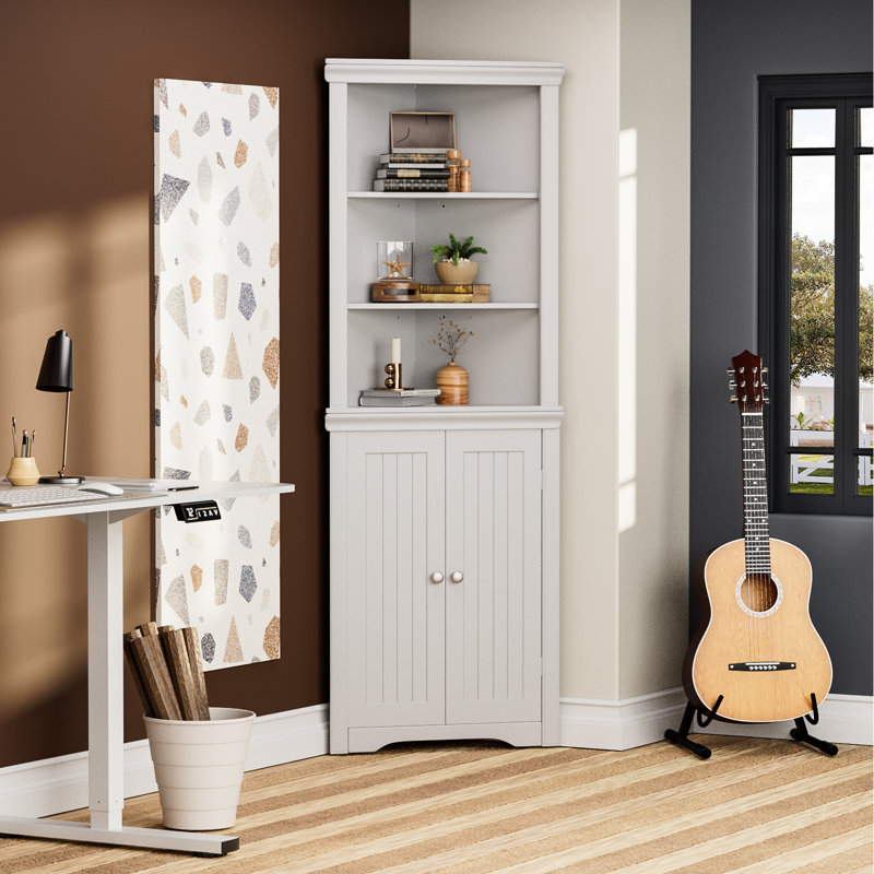 Anest  Corner Storage Bookcase, White
