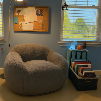 Fauteuil à billes rond, fauteuil en peluche à mémoire de forme avec dossier et accoudoirs