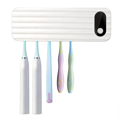 Wall-Mounted Rechargeable Toothbrush Sanitizer, 5 Slots (White)