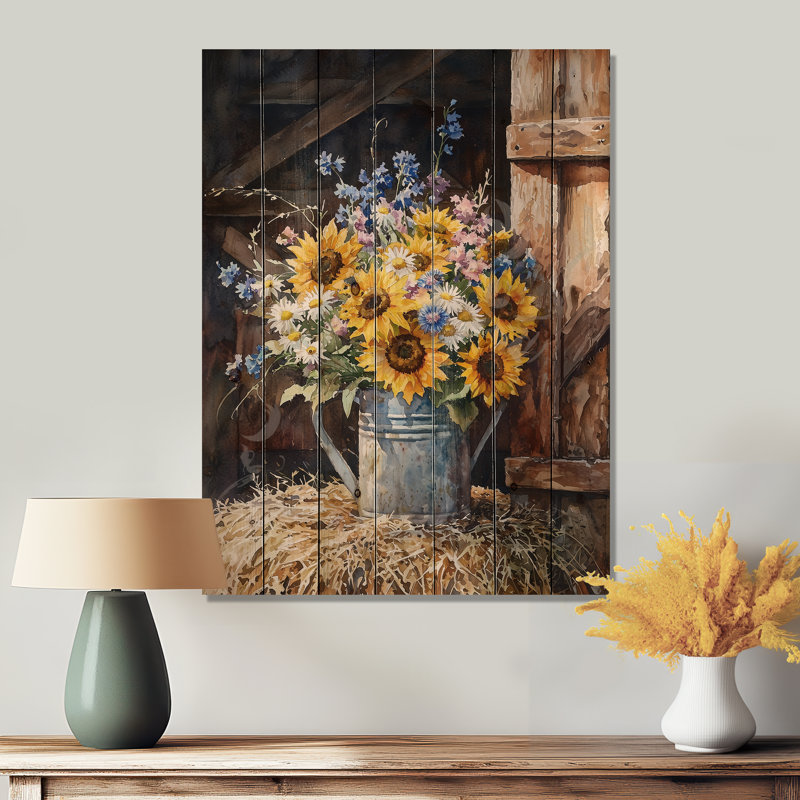 Fleurs assorties, fleurs du champ II, H 20 po x l 10 po x P 0,78 po