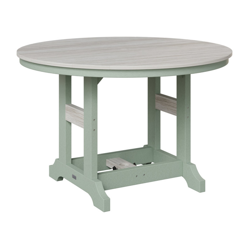 Garden Classic Outdoor Round Bar Table, Seafoam, Seashell