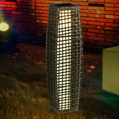 Outsunny Solar Floor Lamp, Outdoor Garden Lantern Pathway Light & Decorative Driveway Lighting With Auto On/Off LED Lights For Porch, Yard, Lawn, Courtyard, Deck, Gray