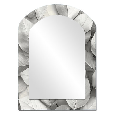 Pebble Grey Leaves Veins Of Nature II - Grey Arch Wall Mirror Decor