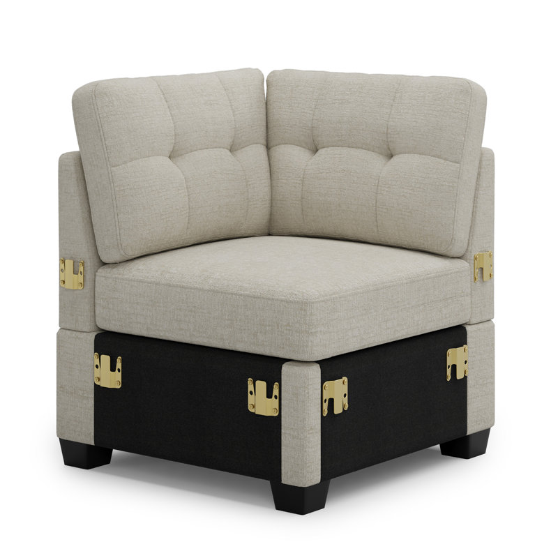 Chenille Module d'angle modulaire de canapé modulaire en chenille, Beige