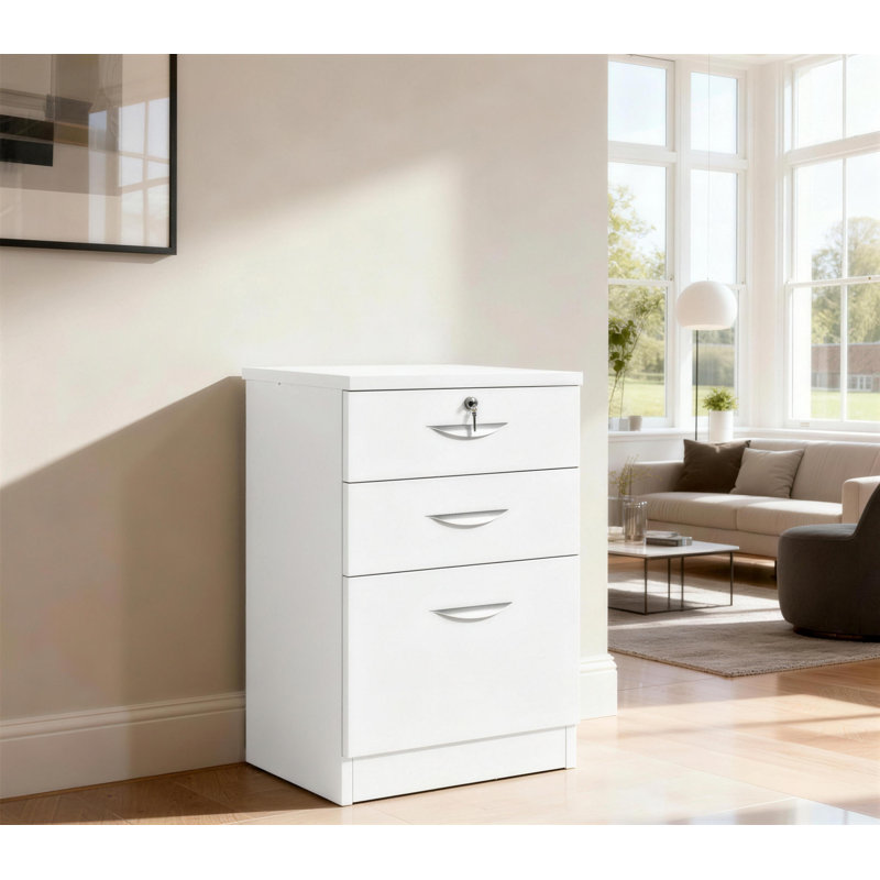 48 cm W 3 -Drawer Filing Cabinet, White