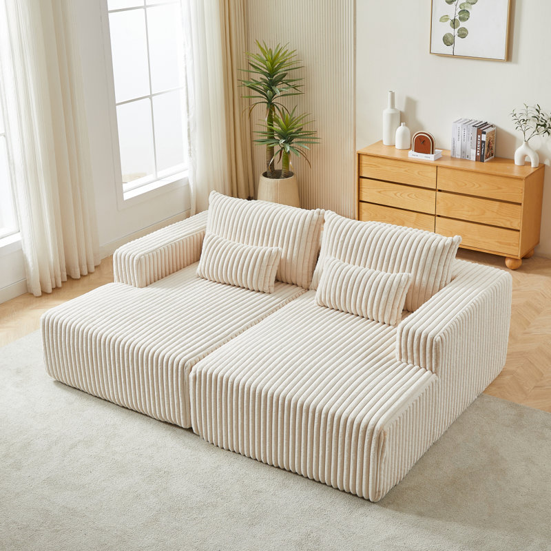 Canapé-lit modulaire surdimensionné de 87 po Modern, Beige