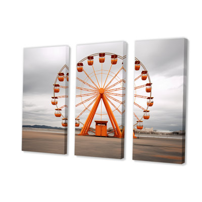 «Orange Ferris Wheel Spinning Stories on Canvas», reproduction de 3 pièces