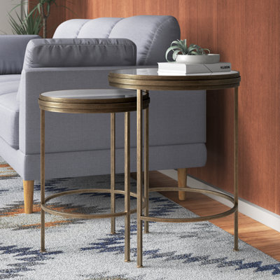 Westwood Mirrored Glass Top End Table Set