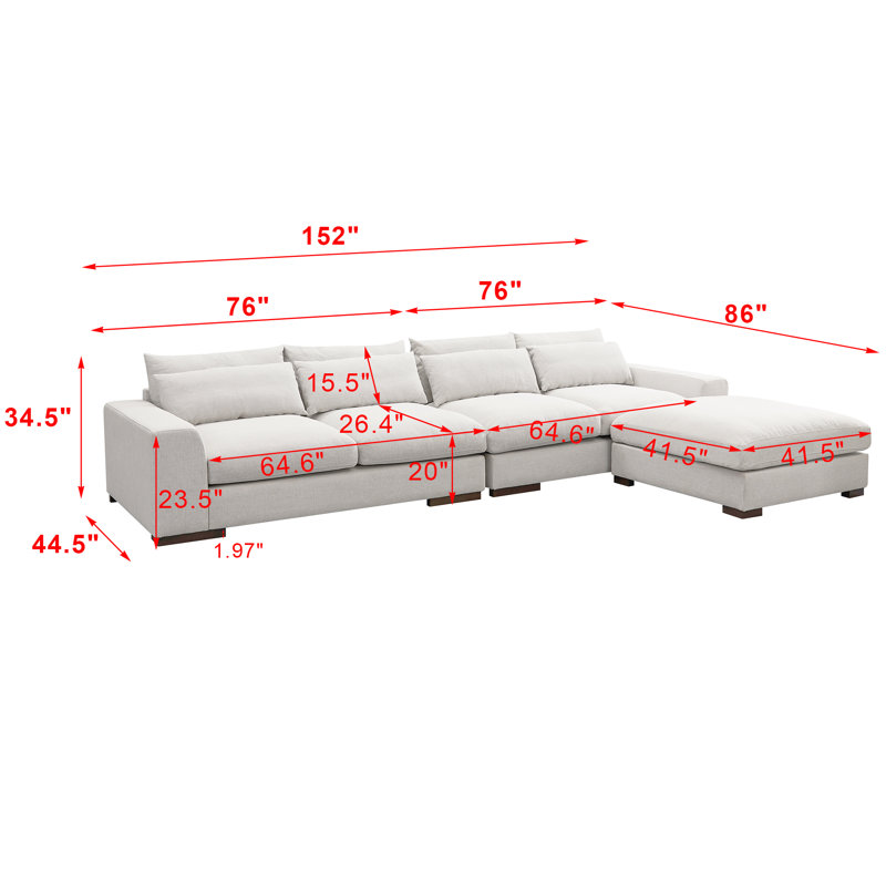 Canapé modulaire rembourré de 150 po Darisley