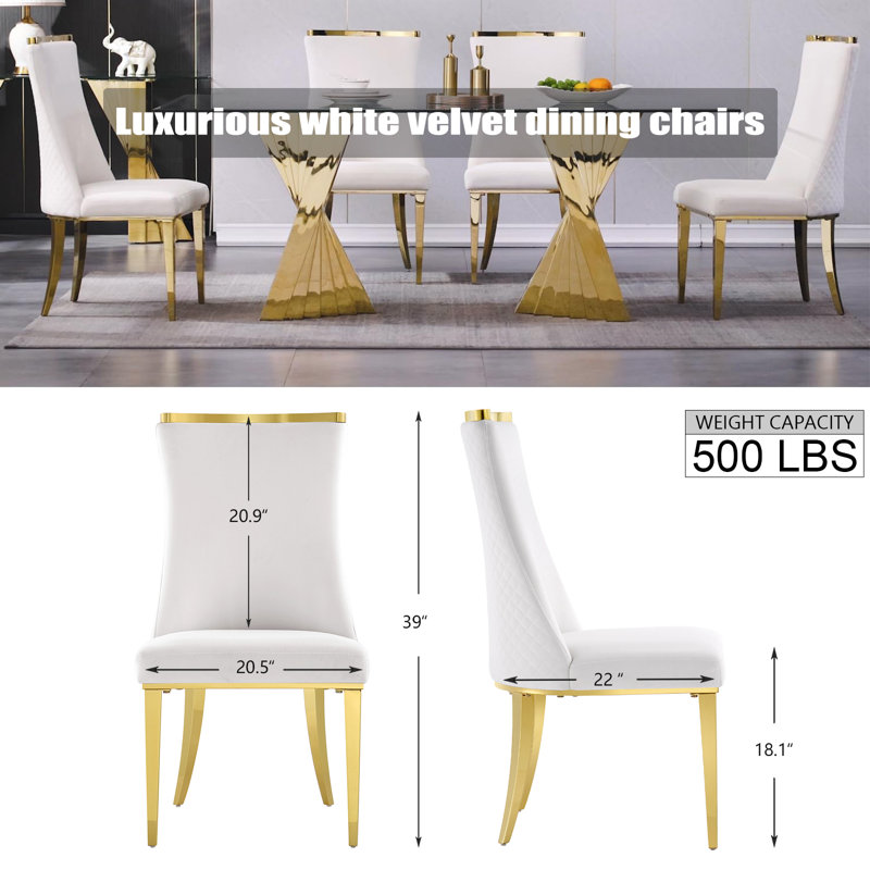 Chaise d'appoint en velours blanc Khristopher