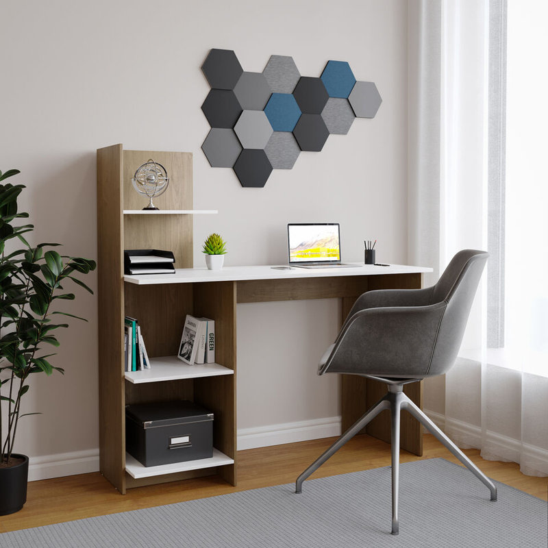 Sevik Solid Wood Computer Desk, Oak/White
