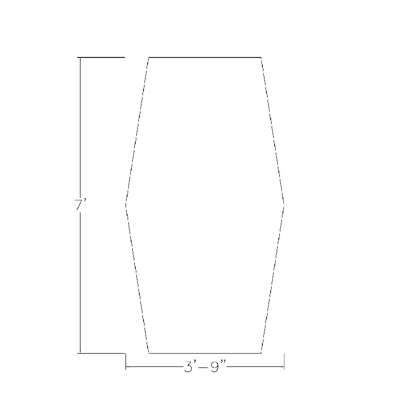 Table hexagonale avec pieds Nyemia, L 84 po x l 48 po, Blanc classique, Noir mat