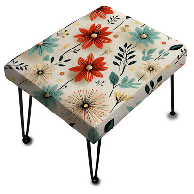 Beige côtier harmonie florale motif floral II - Repose-pieds rectangulaire floral