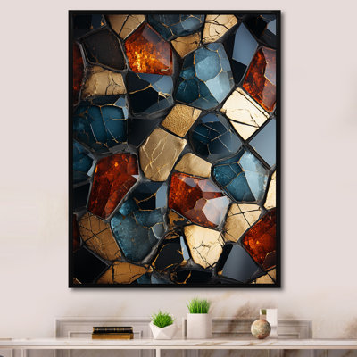 Carreaux de mosaïque dorée cubique III - art mural abstrait