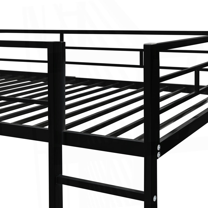 Lit mezzanine en métal avec bureau Bottesford, Simple, Noir