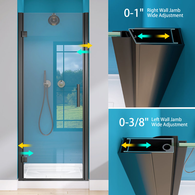 Matte Black 33'' Frameless Pivot Shower Door with Clear Glass