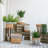 Set of 2 White and Brown Cement Planters with V Pattern