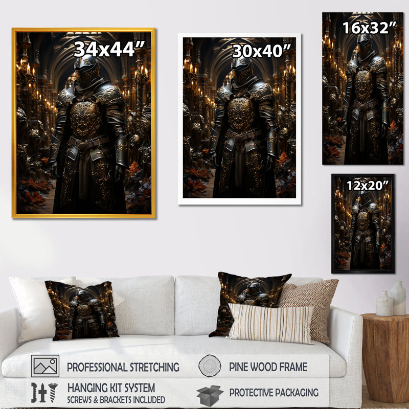 Armures médiévales, art mural encadré militaire 2, Toile tendue, H 32 po x l 24 po x P 1 po