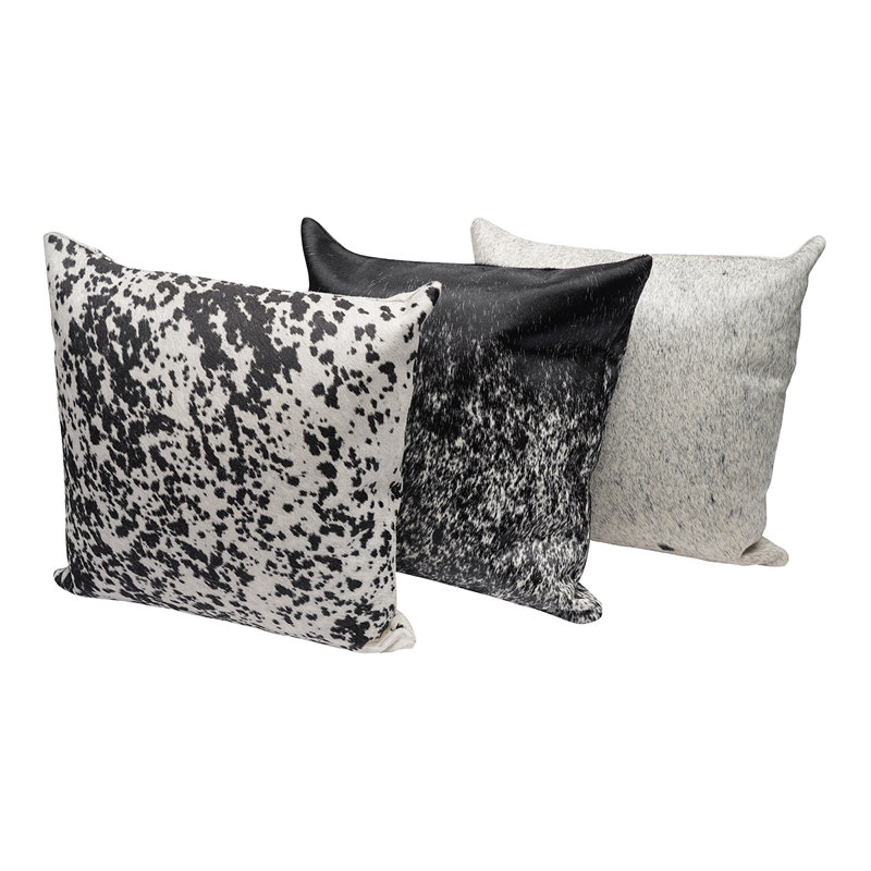 Animal Print Leather/Suede Reversible Throw Pillow