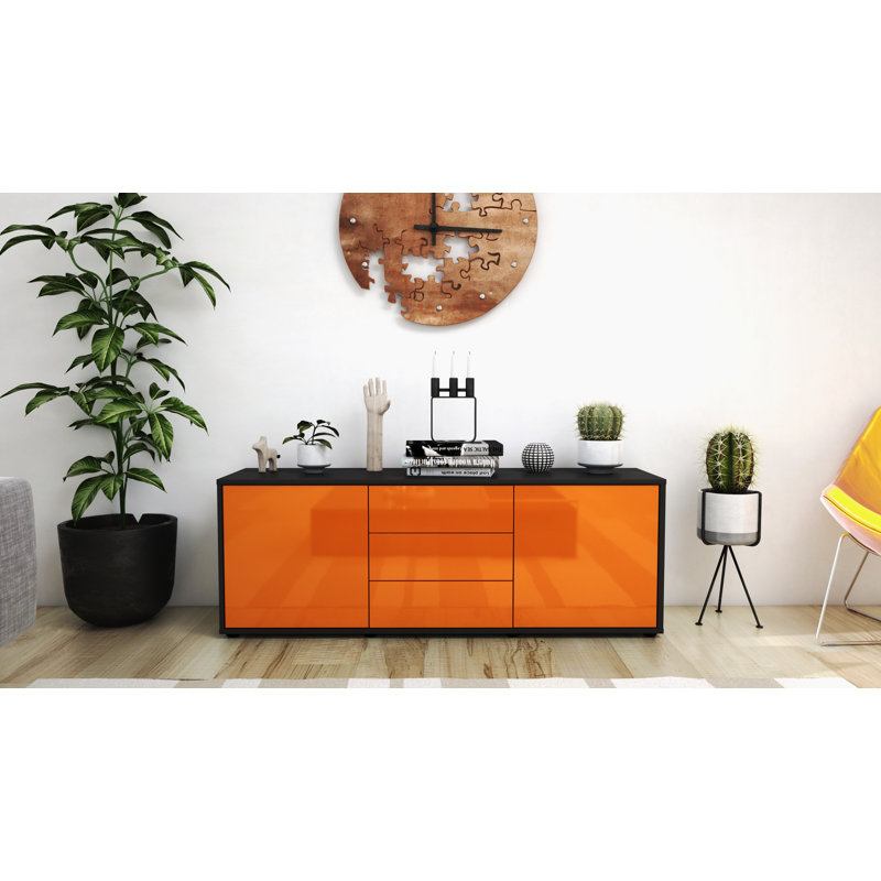 Wyble TV Stand for TVs up to 60", High-gloss Orange / Matte Anthracite