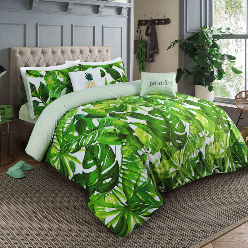  Microfiber Reversible 5 Piece Comforter Set, Queen Comforter + 2 Standard Shams