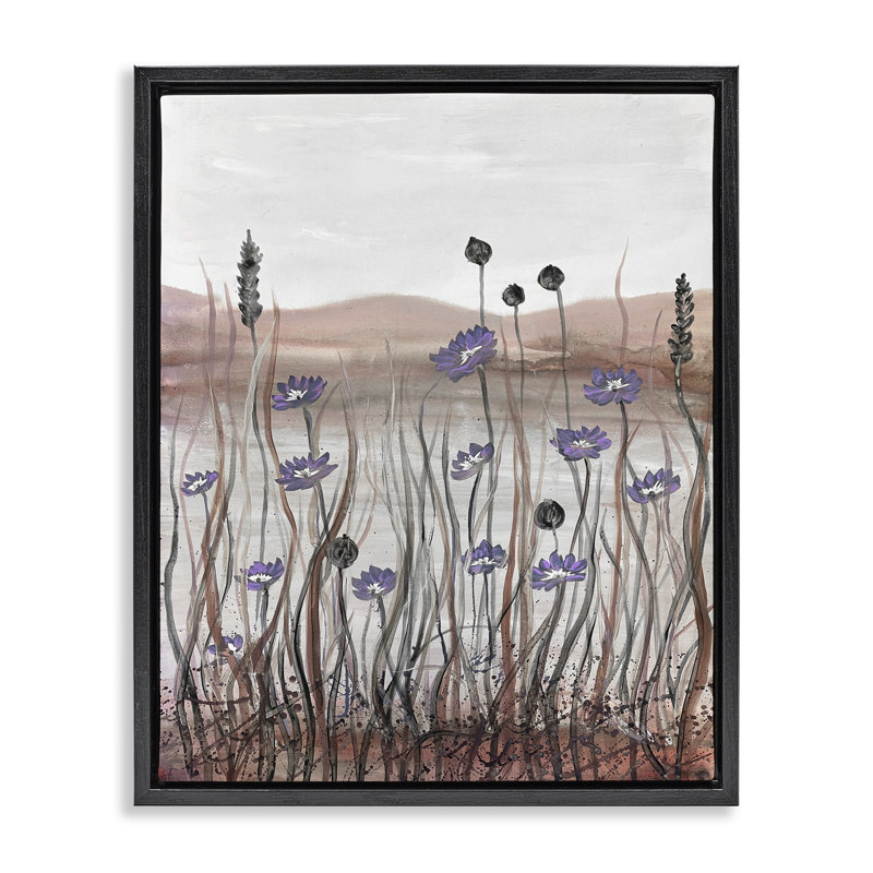 «Soft Lakeside Blooms» par Doris Charest, Cadre flottant noir de jais, H 21 po x l 17 po
