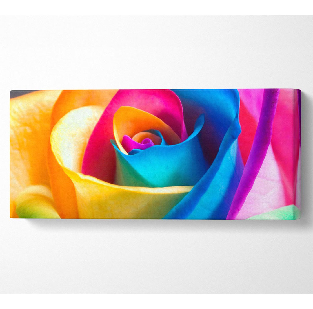 Regenbogen-Rosen-Panorama-Leinwand