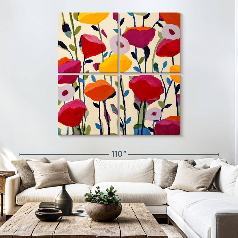 Harnek Bursting Poppies, 74" H x 74" W