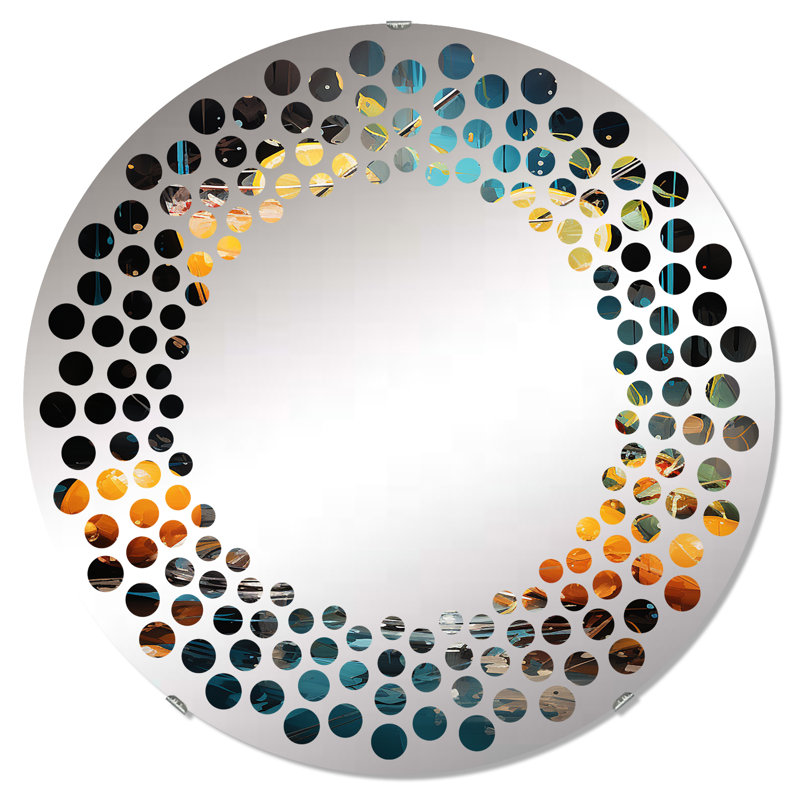 Polka Dot Wall Mirror-Round, 31.4" H x 31.4" W, Artful Mixology Cocktail Melody