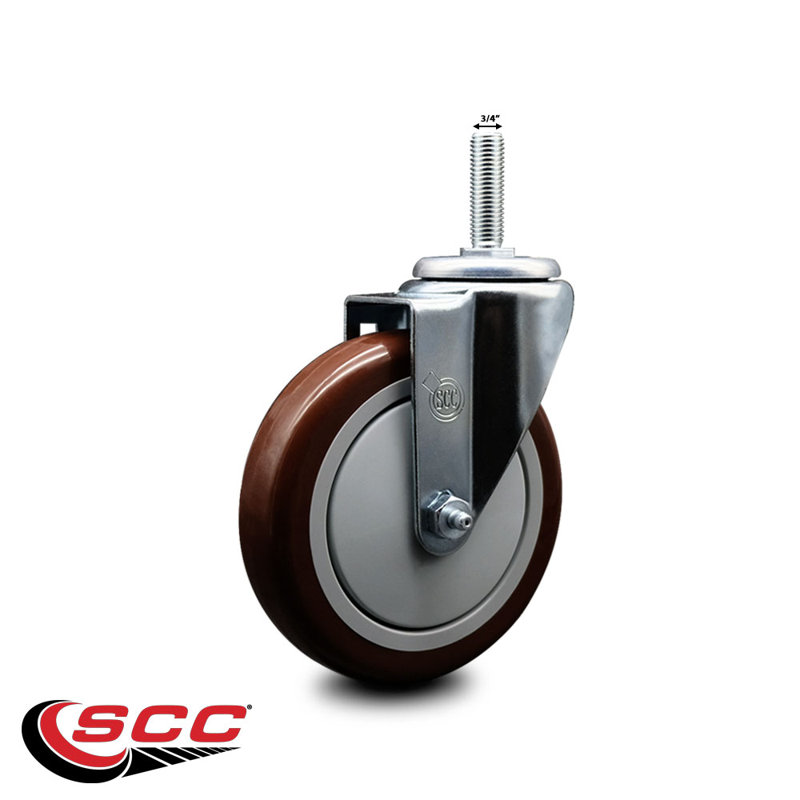 Polyurethane Wheel Swivel ½ Inch Threaded Stem Caster Set SCC