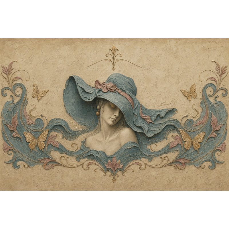 Papier peint décoratif amovible de style fresque antique vintage, portrait ornemental, 120 po x 96 po, Non tissé