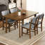 5 tables de salle à manger rustiques comprenant 1 table rectangulaire en bois massif et 4 chaises rembourrées, idéales pour les repas en famille, noyer: petites réunions de style, finition