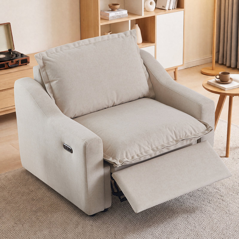 Fauteuil inclinable électrique sans gravité, canapé inclinable Cloud avec ports USB et Type-C - beige, Beige Fabric, Beige