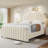 Axyl Velvet Bed Frame, 50.2" Tall Headboard & Footboard, Upholstered Platform Queen Bed Frame With Nailhead Trim, No Box Spring Needed, Noise Free, Solid Wooden Slats-1612100809-1612100808