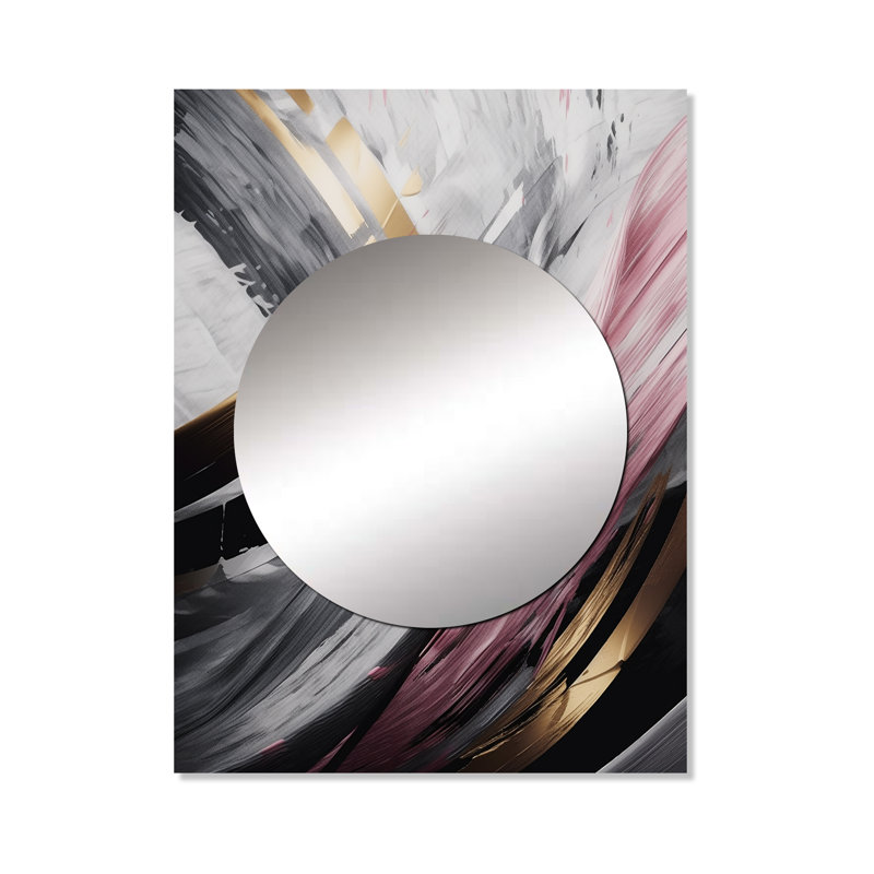 Iska rose et or mystérieux marbre - miroir en marbre rose unique, art en métal imprimé, 40 po x 30 po
