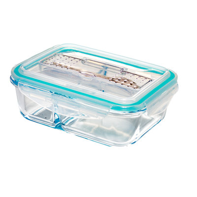 35 oz. 2-Compartment Glass Food Storage Container with Utensils