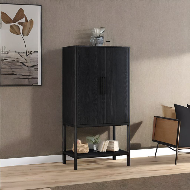 Armoire avec plusieurs fonctions de rangement, Noir, noir, noir, noir