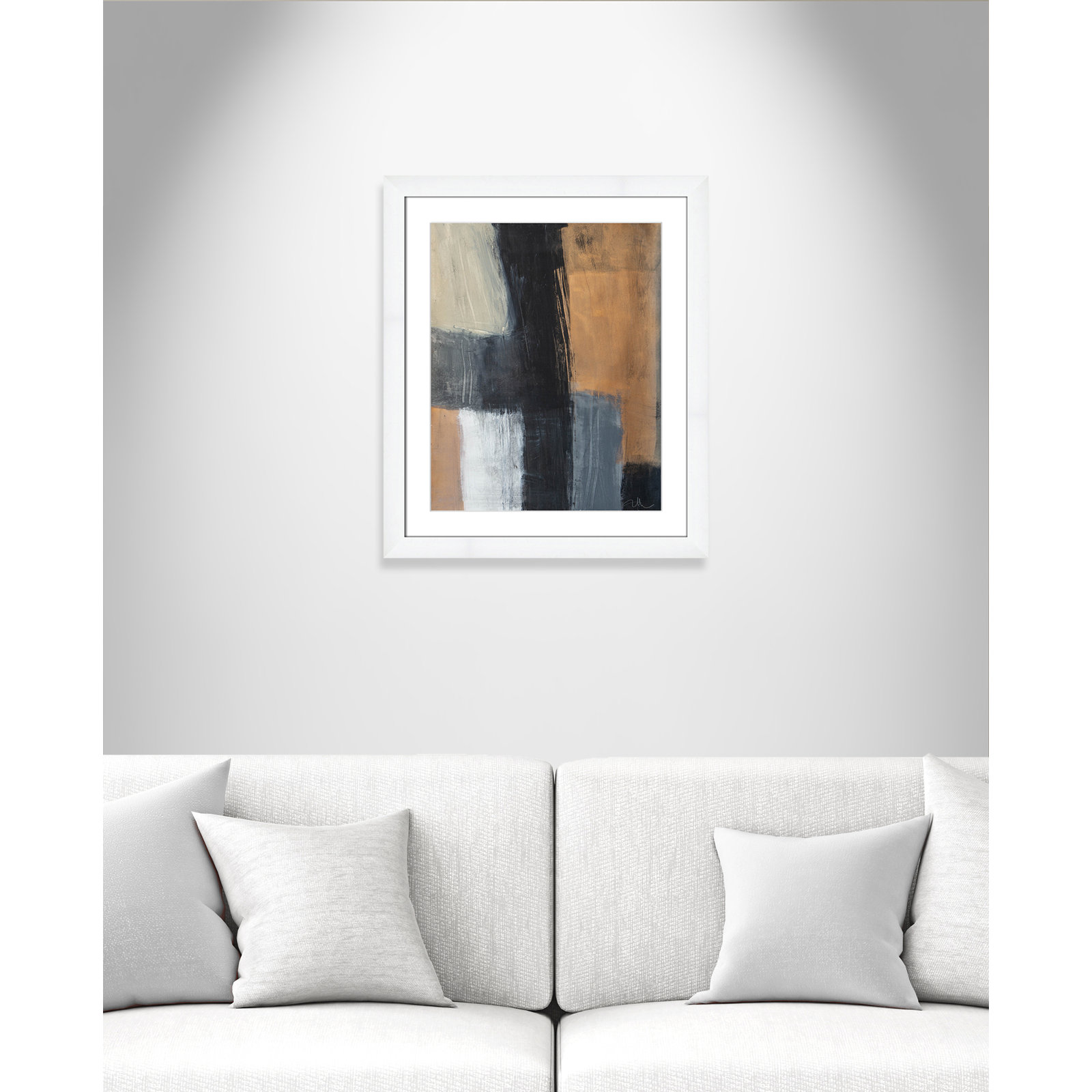 Calderon "Metallic Slate II" Print, 27" H x 23" W x 1.25" D, White Cube Frame Matted