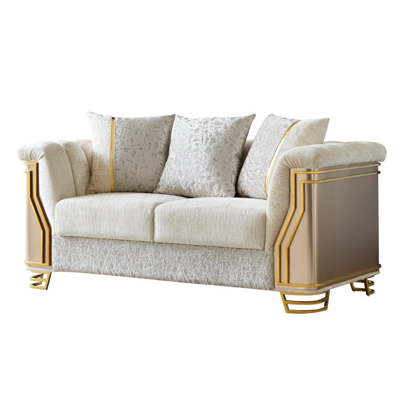 Chateau Two-Tone Wood Upholstery Loveseat With Modern Flawless Design