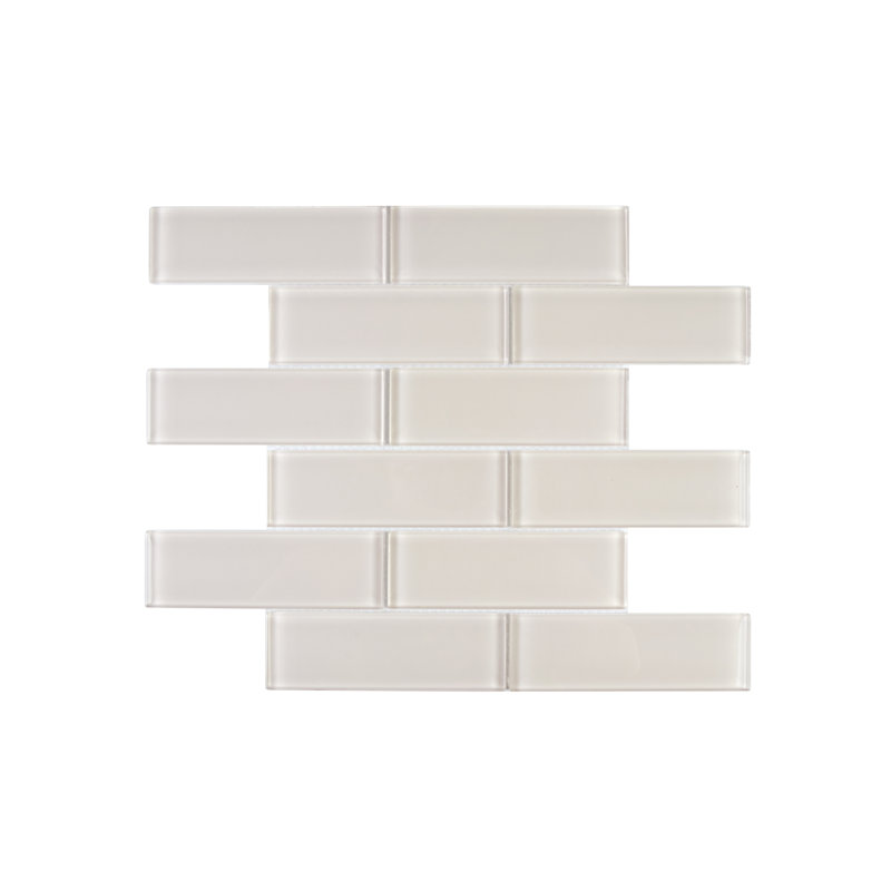 Premium 2" x 6" Straight Edge Glass Mosaic Subway Tile, Ivory
