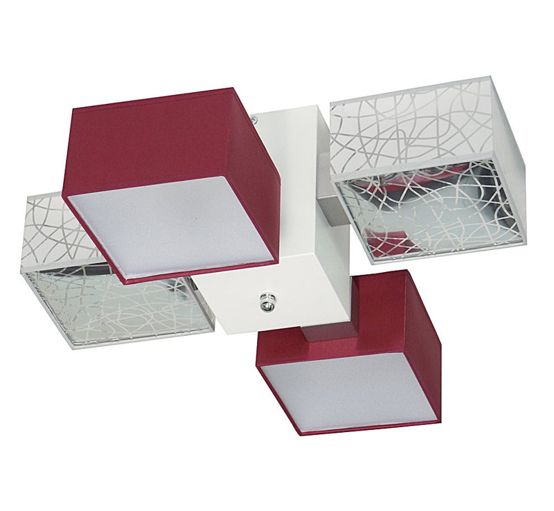 Miranda Semi Flush Mount, Dark Brown, Silver/Burgundy