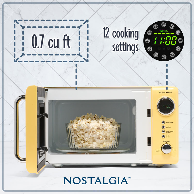 Four à micro-ondes de comptoir 700 watts 700 watts Nostalgia Retro, Jaune