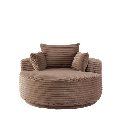 Chaise pivotante simple en mousse de velours côtelé de 55 po de hauteur, lit moelleux moderne, chaise pivotante à 360 degrés pour le salon, la chambre à coucher, le salon et la salle de projection, brun